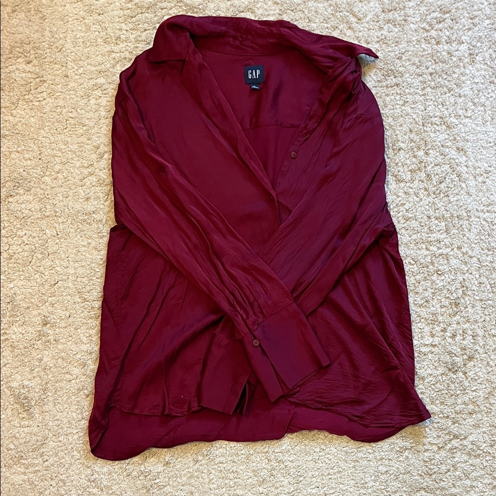 GAP Women's Deep Red Button Down Shirt